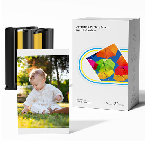 MarkField Fotopapier 10x15 cm, 80 Blatt & 2 Farbbänder für Liene Amber – Nachfüllset aus Papier und Farbbändern