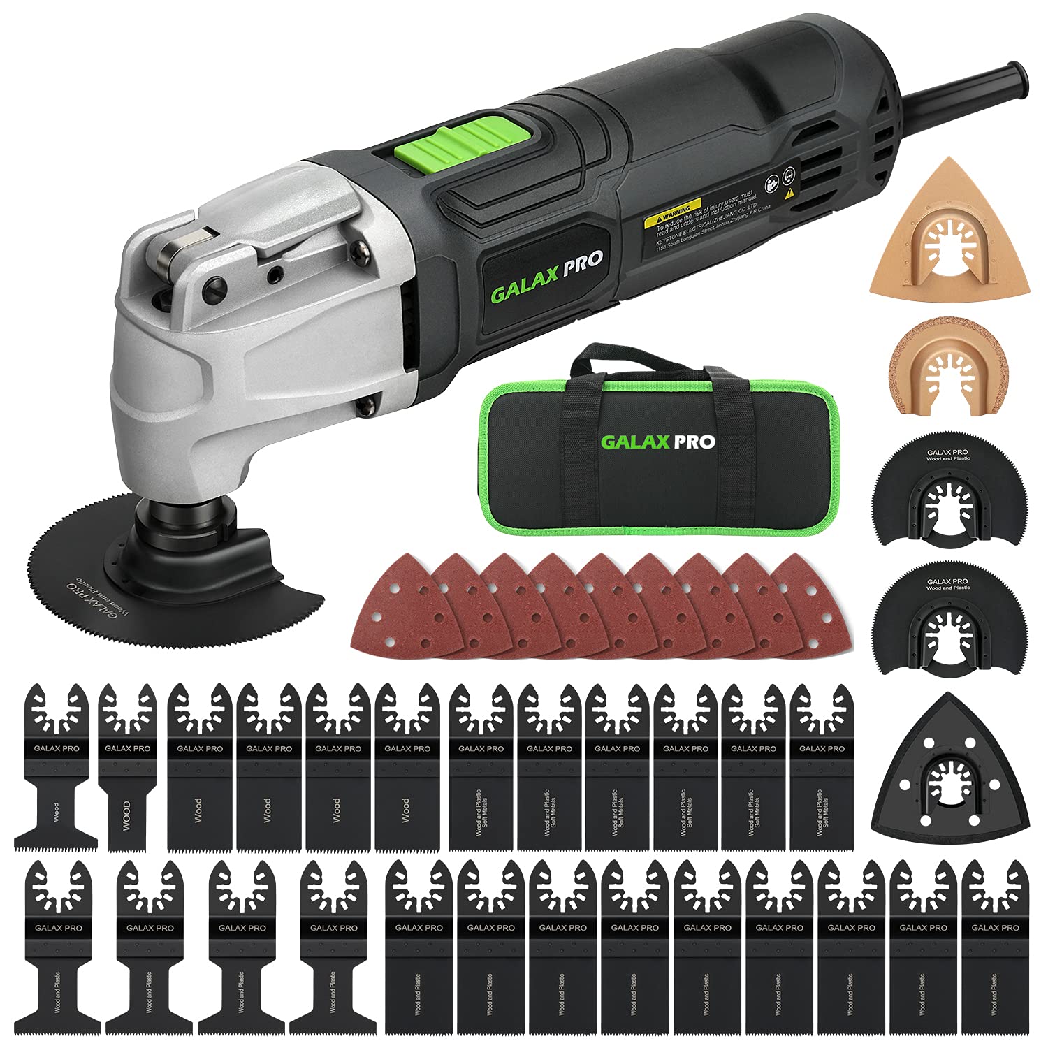 GALAX PRO Multifunktionswerkzeug 260W - 40-teilig Schnellspanner: Kompaktes oszillierendes Elektrowerkzeug zum Sägen, Schleifen, Schaben.