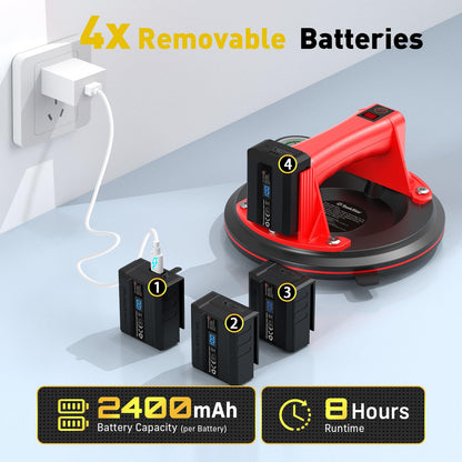 TaskStar Akku Saugheber DX01-2 im 2er Set, 250 kg, LCD-Display