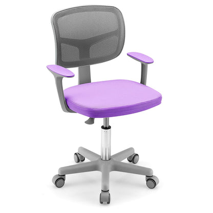 COSTWAY Jugendstuhl Drehbar Höhenverstellbar - Violett. Violett, ergonomisch geformt. Für ergonomisches Sitzen von Jugendlichen am Schreibtisch.