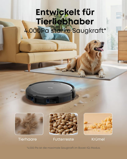 eufy C10 Saugroboter mit automatischer Absaugstation, 7,3 cm flach