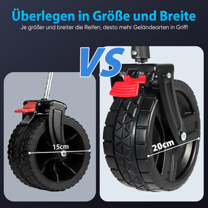 Sekey XXL Plus Bollerwagen faltbar mit Bremsen, 200 l, Blau-Grau