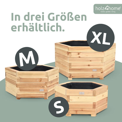 holz4home Pflanzkübel XL aus Tannenholz, sechseckiger Blumenkübel