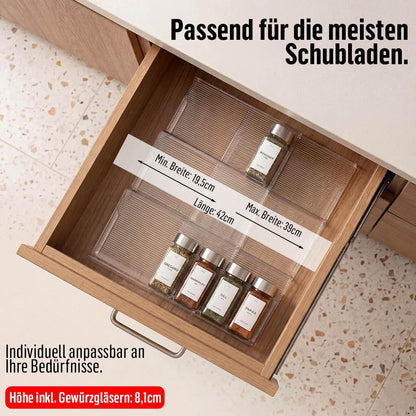 Deco haus Gewürzregal Schublade mit 24 Gewürzgläsern und Etiketten