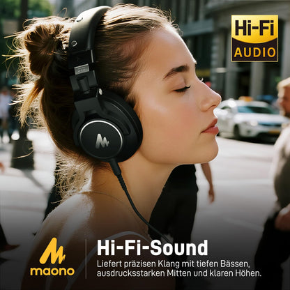MAONO MH700 Studio-Kopfhörer Over-Ear mit abnehmbarem Kabel, schwarz