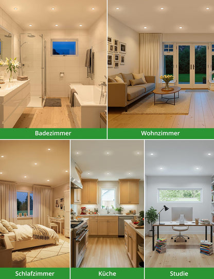 HOMEOW LED Einbaustrahler 20er Set, 5W 400lm, 3 Farbtemperaturen, IP44