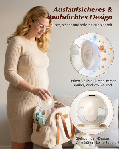KISSBOBO K5 Elektrische Doppel-Milchpumpe, freihändig, Beige