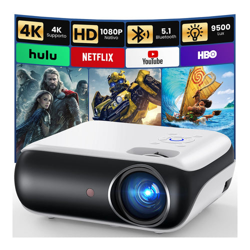HAPPRUN H1 Mini Beamer Full HD mit Bluetooth und Lautsprecher, kompakter tragbarer Projektor