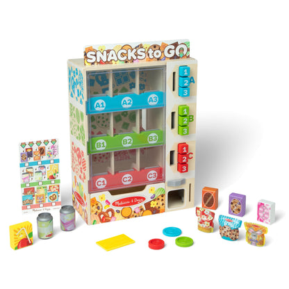 Melissa & Doug Verkaufsautomaten Holz-Spielset - 16-teilig. Bunter Holz-Automat für interaktives Rollenspiel mit Münzen.