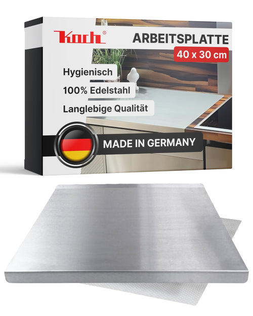 Koch Arbeitsplatte Edelstahl 40 x 30 cm, Schneidebrett und Knetbrett aus satiniertem Edelstahl