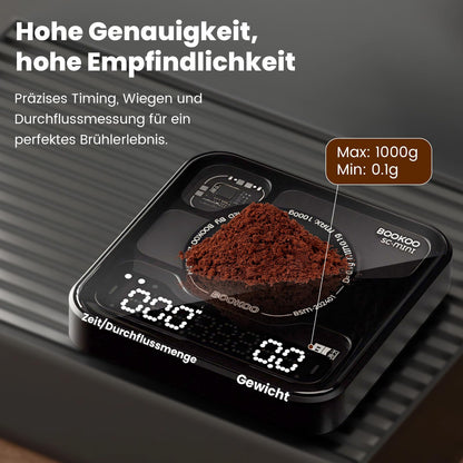 BOOKOO Kaffeewaage mit Timer, Bluetooth Espresso-Waage, 0,1 g
