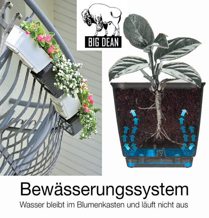 BigDean Blumenkästen 4er Set Balkon-Geländer, Rattan-Optik, Anthrazit