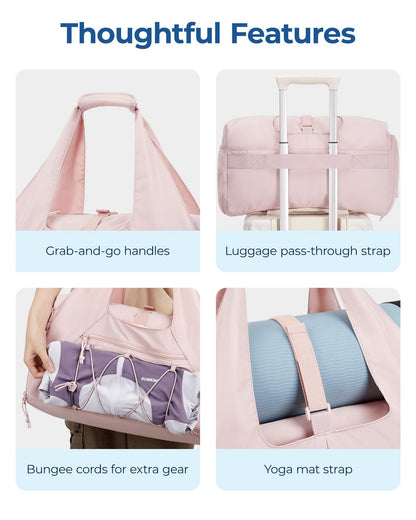 BAGSMART Sporttasche Damen mit Schuhfach und Nassfach, Kamel