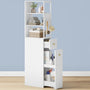 Hzuaneri Badezimmerschrank schmal mit Schubladen, 40x20x140 cm, Weiss – Hochschrank mit drei offenen Ablagen