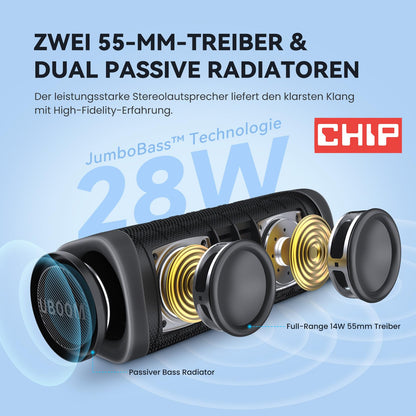 EarFun UBOOM L Bluetooth Lautsprecher, 28 W Stereo, IP67 wasserdicht