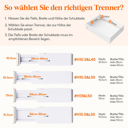 Lifewit Schubladentrenner 8er-Set, verstellbar, weiss