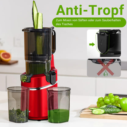 AMZCHEF Automatischer All-In-One Slow Juicer 250W 145mm – Tiefrot
