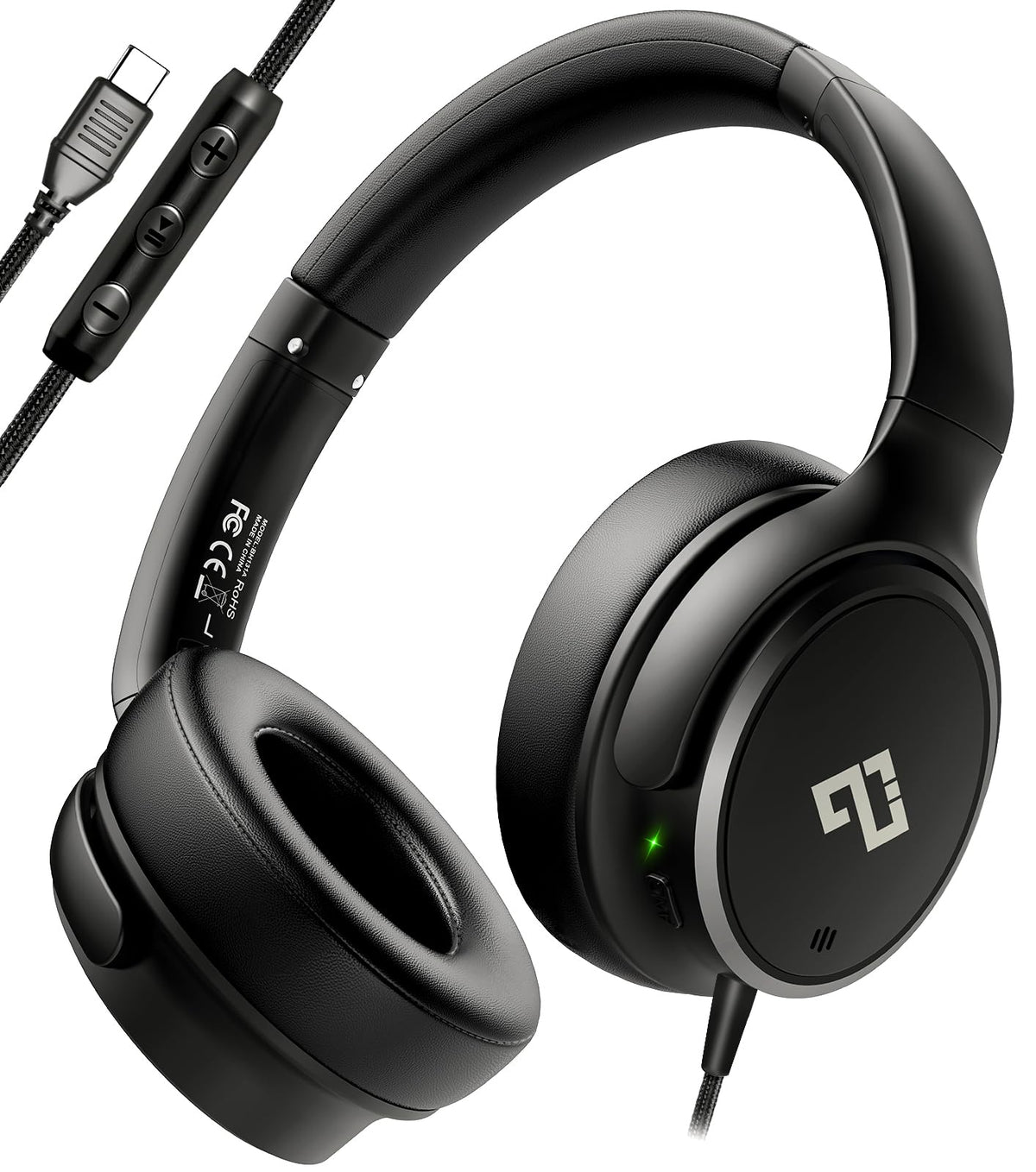 INFURTURE BH131AB USB-C Over-Ear-Kopfhörer, faltbar, mit geflochtenem Kabel