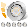 cloksh LED Einbaustrahler 230V flach dimmbar IP44 3000K 6er Set – rund, gebürstetes Aluminium, schwenkbar