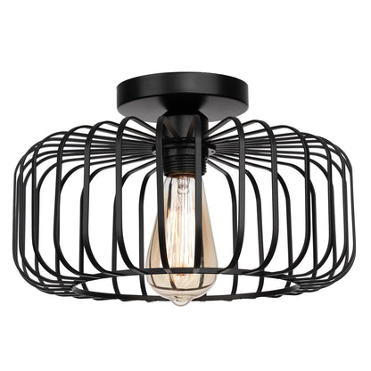 FRIDEKO HOME Deckenlampe Schwarz aus Metall, E27, 1-flammig, Ø 30 cm