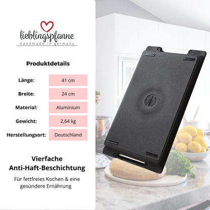 Lieblingspfanne Teppanyaki Grillplatte 41x24 cm, Aluminiumguss