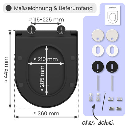 instmaier Helma WC-Sitz aus Duroplast, Absenkautomatik, D-Form, schwar