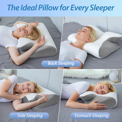 HOMCA Ergonomisches Nackenkissen Memory Foam 60x40 cm Grau