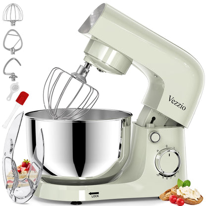Vezzio Knetmaschine Teigkneter 1500W 4.5L Schüssel Grün, Küchenmaschine mit 4.5L Schüssel zum Kneten von Teig.