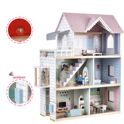 Giant bean Holz Puppenhaus – 80 cm hoch, mit Aufzug und Licht