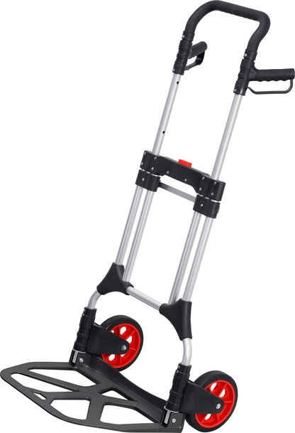 Meister Sackkarre klappbar 200 kg Alu – Modell 8985710. Silberne, klappbare Aluminium-Sackkarre mit Ladeschaufel. Zum Transport schwerer Lasten bis 200 kg.