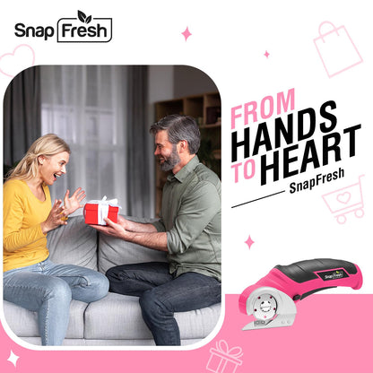 SnapFresh Elektrische Kartonschere 4V Akku-Rollschneider rosa