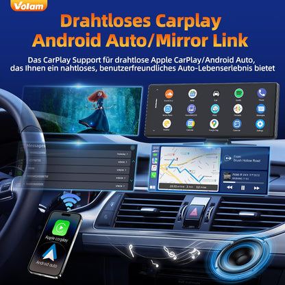 Volam 9.26 Zoll tragbarer CarPlay Bildschirm mit Android Auto