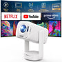 Aurzen D1 air Smart Beamer, Full HD 1080p, HDR10, weiss – kompakter Projektor mit 180° verstellbarem Standfuss