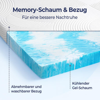 SakuraHome Matratzentopper 140x200 cm Gel-Memory-Schaum, 8 cm hoch