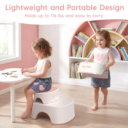 Maliton Toilettensitz für Kinder mit 2-stufigem Tritthocker, rosa