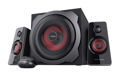 Trust Gaming GXT 38 2.1 Gaming Lautsprechersystem - Schwarz/Rot: Kraftvoller Sound für Gaming.