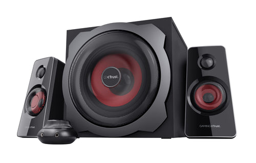 Trust Gaming GXT 38 2.1 Gaming Lautsprechersystem - Schwarz/Rot: Kraftvoller Sound für Gaming.