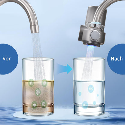 HOMELODY Wasserfilter Wasserhahn mit LED-Anzeige und Aktivkohlefilter