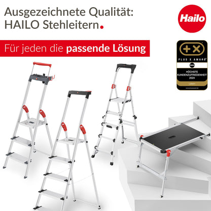 Hailo L80 ComfortLine Alu Sicherheits-Stehleiter - 3 Stufen Silber