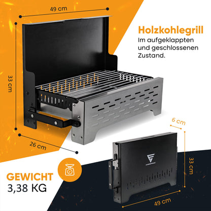 SCHNEIDERFREUDE Klappgrill – DEKRA-geprüfter Holzkohle-Campinggrill