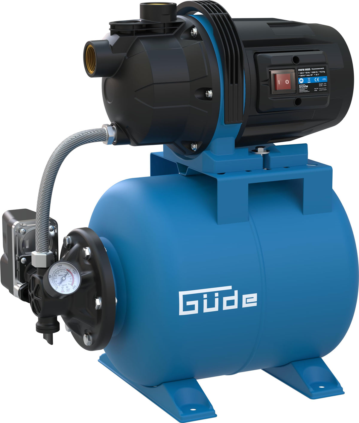 Güde Hauswasserwerk HWW 6035 600 W, 19 l Stahltank, 3200 l/h mit Manometer und Druckschalter