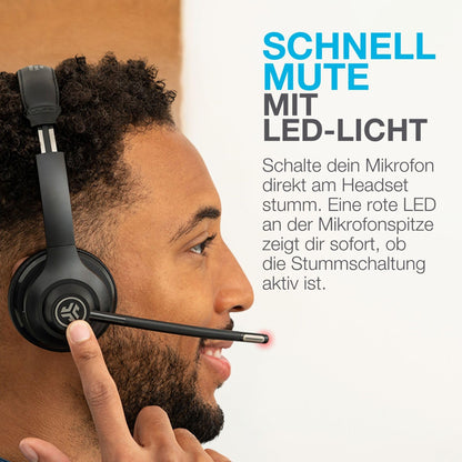 JLab Go Work 2nd Gen Bluetooth Headset mit Mikrofon & USB-C-Dongle