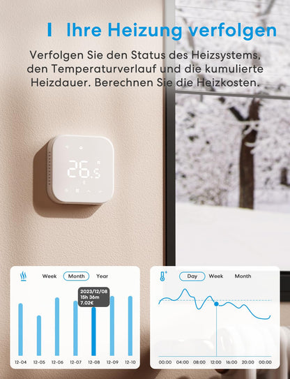 Meross MTS215B WLAN Heizungsthermostat für Fussbodenheizung & Boiler