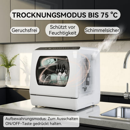 Hermitlux HMX-DW03 Mini Geschirrspüler, 5 l Wassertank, weiss