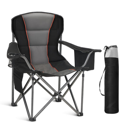 HIGH POINT SPORTS Campingstuhl XXL Faltbar Gepolstert – Schwarz 200kg Stabiler Outdoor-Klappstuhl für komfortables Sitzen.