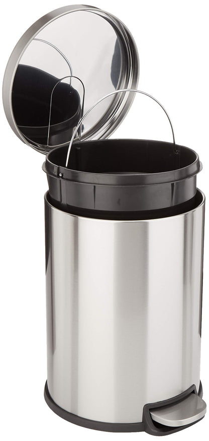 Amazon Basics Mülleimer mit Tretpedal, 20 l, Edelstahl gebürstet