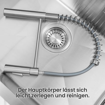 CECIPA Küchenarmatur mit herausziehbarer Brause, Edelstahl gebürstet