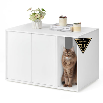 SONGMICS HOME Katzenklo-Schrank PCL013W01 - Grosse Katzen, Schneeweiss. Geräumiger, schneeweisser Schrank zum Verstecken eines Katzenklos; dient als Möbelstück.