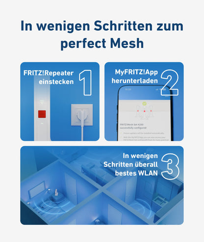 FRITZ! Mesh Set 4200 3er-Set WLAN-Repeater Triband Wi-Fi 6