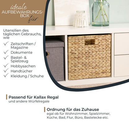 HMF Aufbewahrungskorb aus Wasserhyazinthe für KALLAX, 2er Set